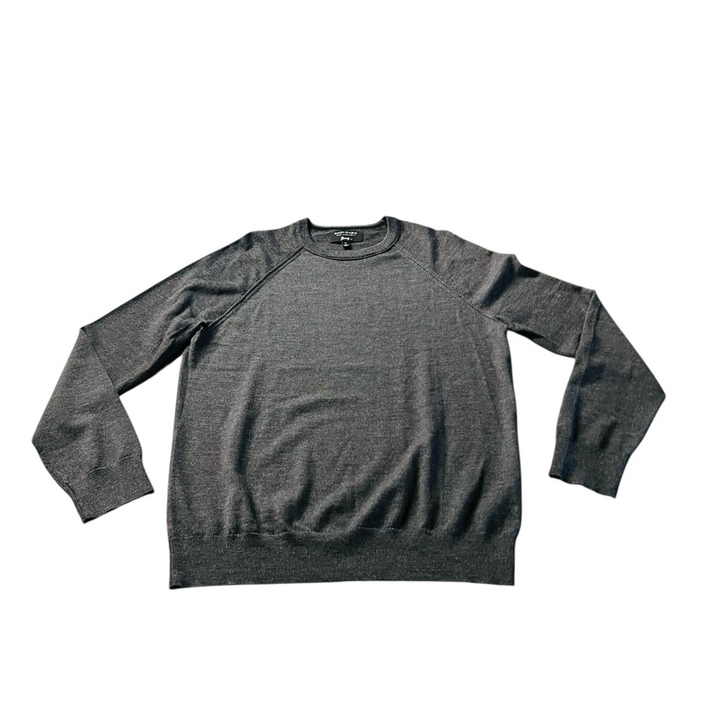 Banana Republic Charcoal Crewneck Sweater Baruffa Merino Wool Size Large Tall